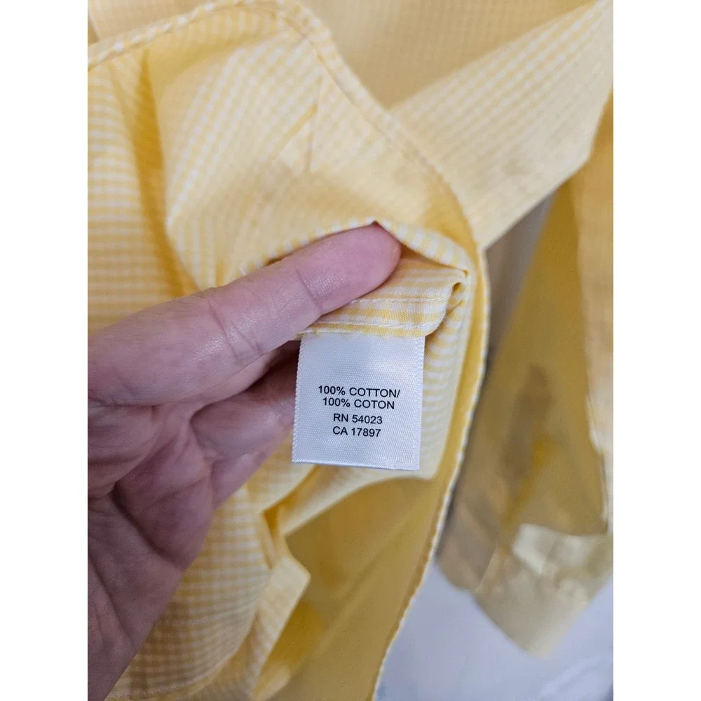 Banana Republic Button Down Shirt S Yellow Gingham Slim Fit Non Iron Cotton